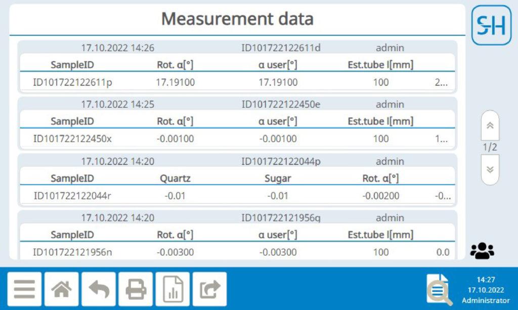 Measurement data Aquisys 3 software for the VariFamily from SCHMIDT + HAENSCH
